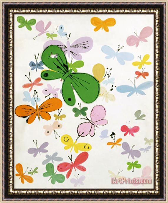 Andy Warhol Butterflies C 1955 Big Green in Middle Framed Print