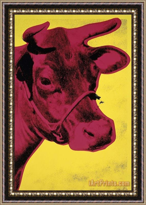Andy Warhol Cow C 1966 Yellow And Pink Framed Print