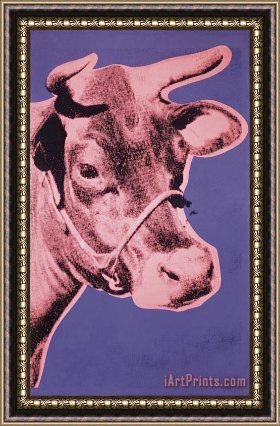 Andy Warhol Cow C 1976 Pink And Purple Framed Painting