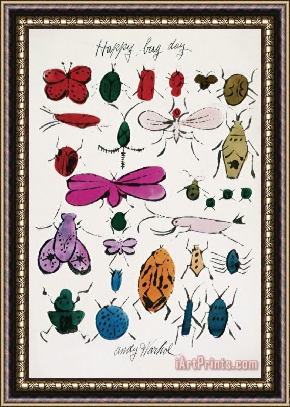 Andy Warhol Happy Bug Day C 1954 Framed Painting