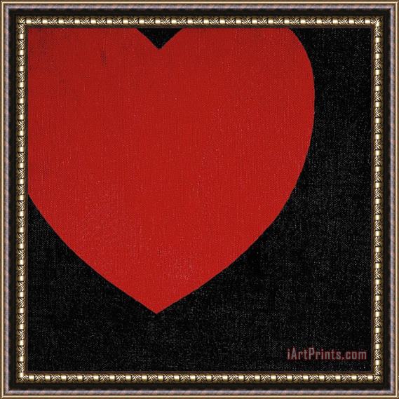 Andy Warhol Heart C 1979 Red on Black Framed Painting