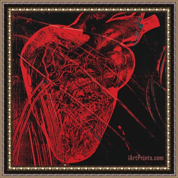 Andy Warhol Human Heart C 1979 Red with Veins Framed Painting