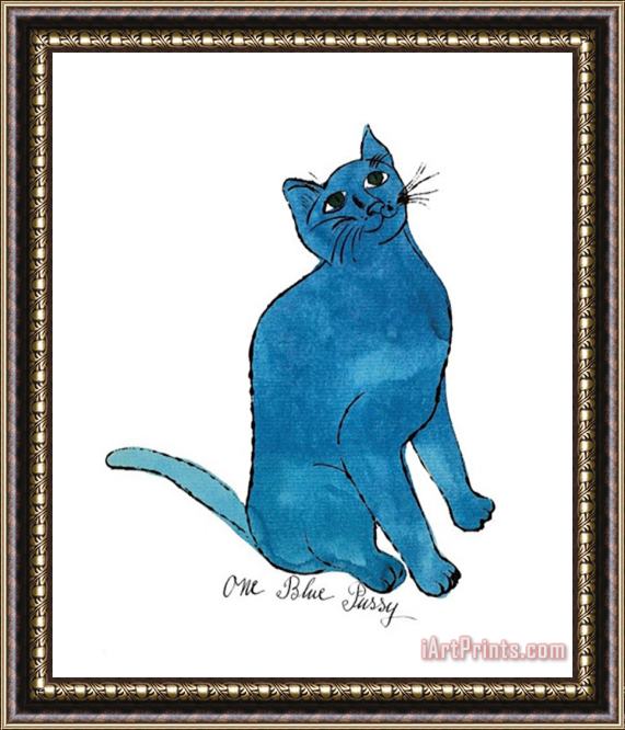 Andy Warhol One Blue Pussy C 1954 Framed Painting