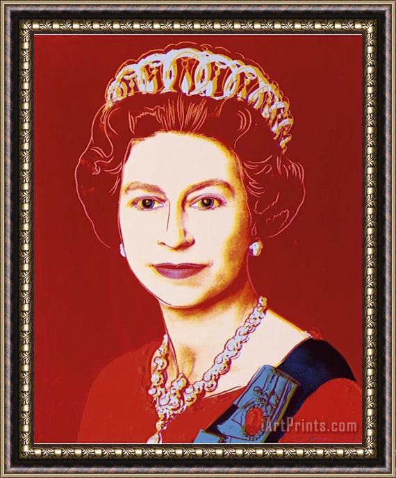 Andy Warhol Reigning Queens Queen Elizabeth II of The United Kingdom C 1985 Light Outline Framed Print