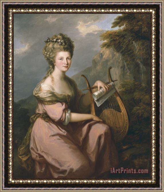 Angelica Kauffmann Portrait of Sarah Harrop (mrs. Bates) As a Muse Framed Painting