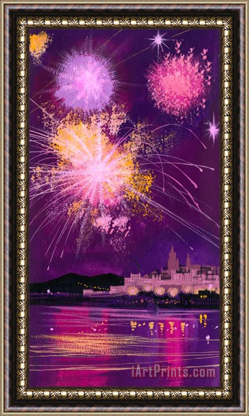 Angss McBride Fireworks in Malta Framed Print