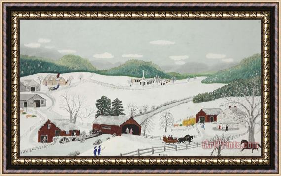 Anna Mary Robertson (grandma) Moses Over The River to Grandma's House Framed Painting