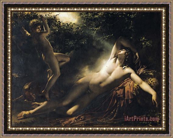 Anne Louis Girodet de RoucyTrioson The Sleep of Endymion Framed Print
