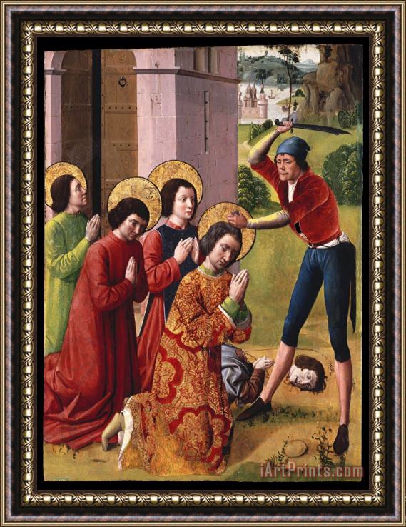 Anonymous French Artist Martyrdom of Saints Cosmas And Damian with Their Three Brothers, Part of an Altarpiece Framed Painting