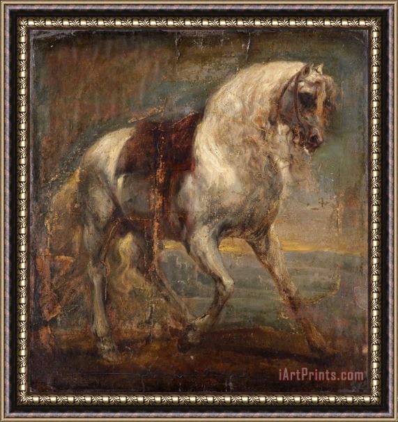 Anthonie Van Dyck A Grey Horse Framed Painting
