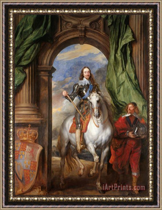 Anthonie Van Dyck Charles I (1600 49) with M. De St Antoine Framed Painting