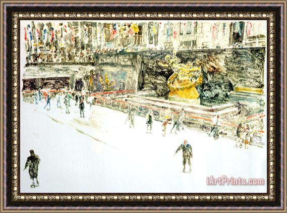 Anthony Butera Rockefeller Center Skaters Framed Painting