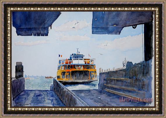 Anthony Butera Staten Island Ferry Docking Framed Painting