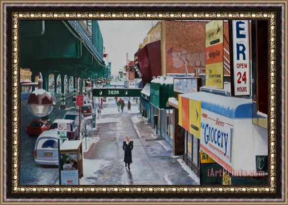 Anthony Butera Under The El 86th Street Brooklyn Framed Painting