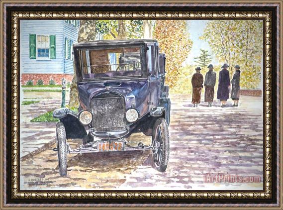 Anthony Butera Vintage Car Richmondtown Framed Painting