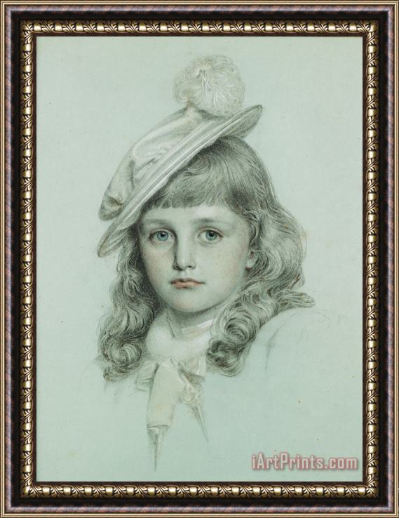 Anthony Frederick Sandys Study for The Little Girl in St. George Framed Painting