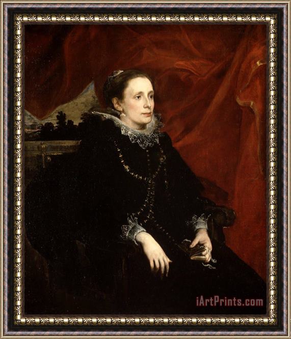 Anthony van Dyck Portrait of a Woman, Called The Marchesa Durazzo Framed Painting
