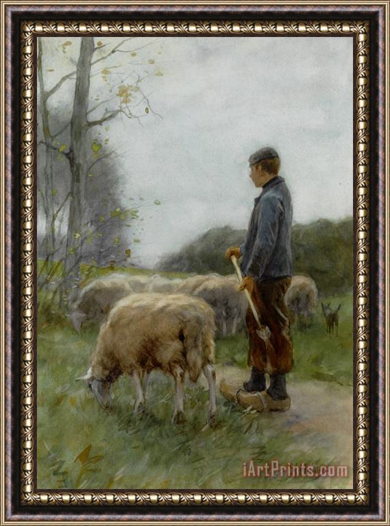 Anton Mauve A Shepherd And His Flock Framed Print