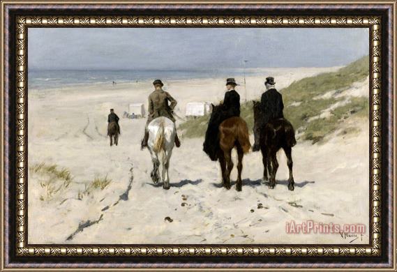 Anton Mauve Morning Ride on The Beach Framed Print