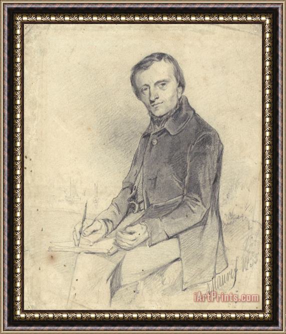Anton Mauve Portret Van Een Zeeschilder, Met Een Schetsboek in De Hand Framed Painting