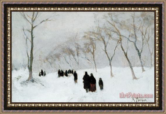 Anton Mauve Snow Storm Framed Painting
