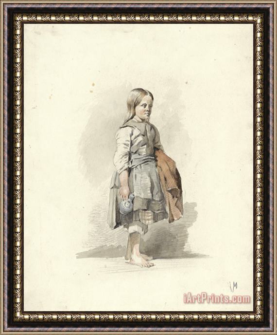 Anton Mauve Staand Meisje Met Kruik En Mantel Onder De Arm Framed Painting
