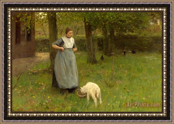 Anton Mauve Woman From Laren with Lamb Framed Print