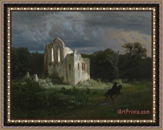 Arnold Bocklin Moonlit Landscape Framed Painting