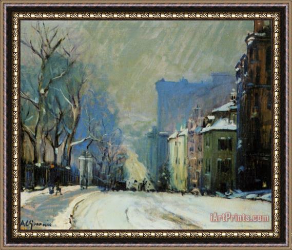 Arthur C. Goodwin Beacon Street in Winter Framed Painting