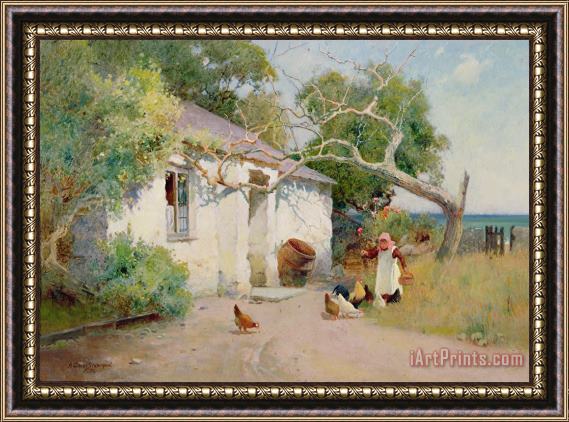 Arthur Claude Strachan Feeding the Hens Framed Painting
