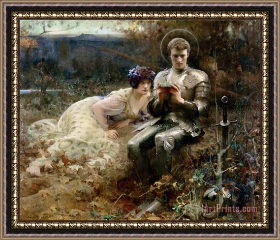 Arthur Hacker The Temptation of Sir Percival Framed Painting
