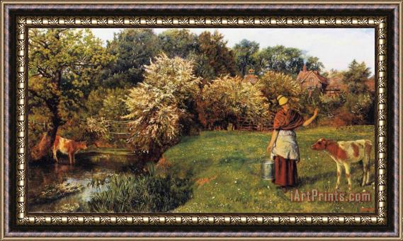 Arthur Hughes Poll The Milkmaid Framed Painting