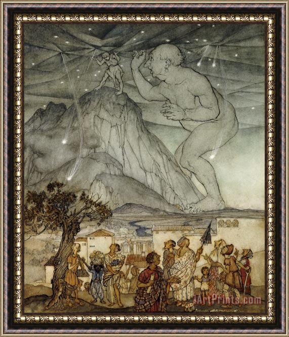 Arthur Rackham Hercules Supporting The Sky Instead Of Atlas Framed Painting