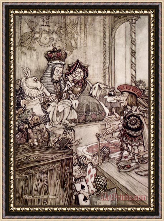 Arthur Rackham Knave Before The King And Queen Of Hearts Illustration To Alice's Adventures In Wonderland Framed Print
