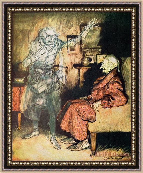Arthur Rackham Scrooge And The Ghost Of Marley Framed Painting