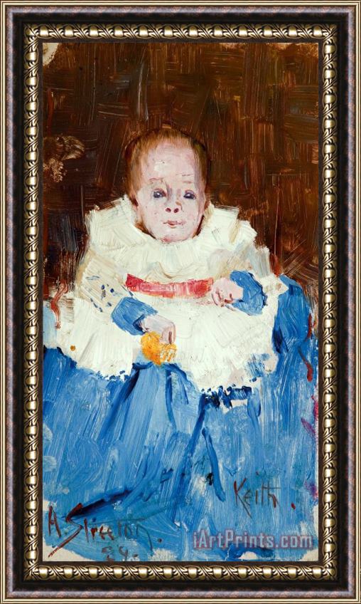 Arthur Streeton Orange, Blue And White (portrait of Keith) Framed Painting