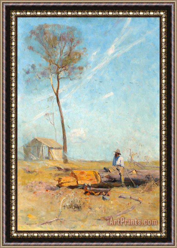 Arthur Streeton The Selector's Hut (whelan on The Log) Framed Painting