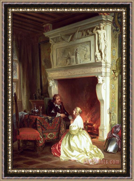 Ary Johannes Lamme Figures in an Interior Framed Painting
