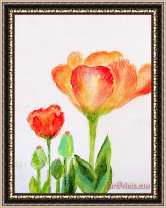 Ashleigh Dyan Moore Tulips Orange and Red Framed Painting