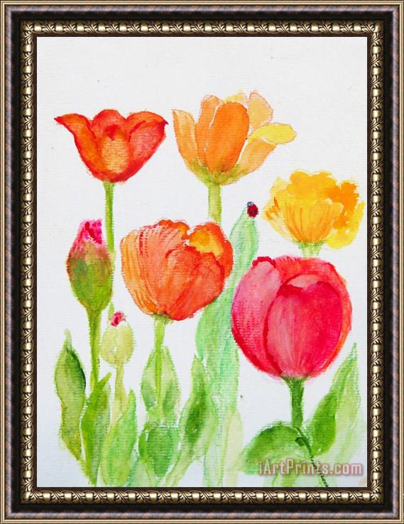 Ashleigh Dyan Moore Tulips with Lady Bug Framed Print