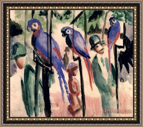 August Macke Blue Parrots Framed Painting