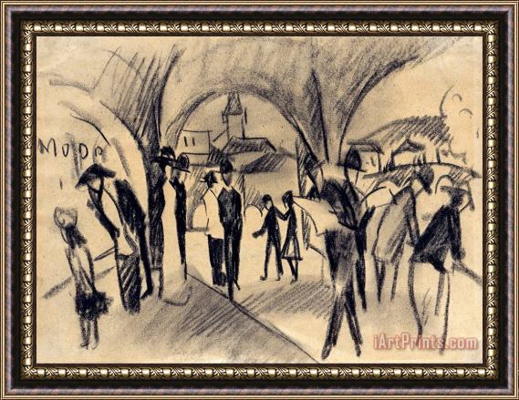 August Macke Scene Under The Arcades in Thun Framed Print