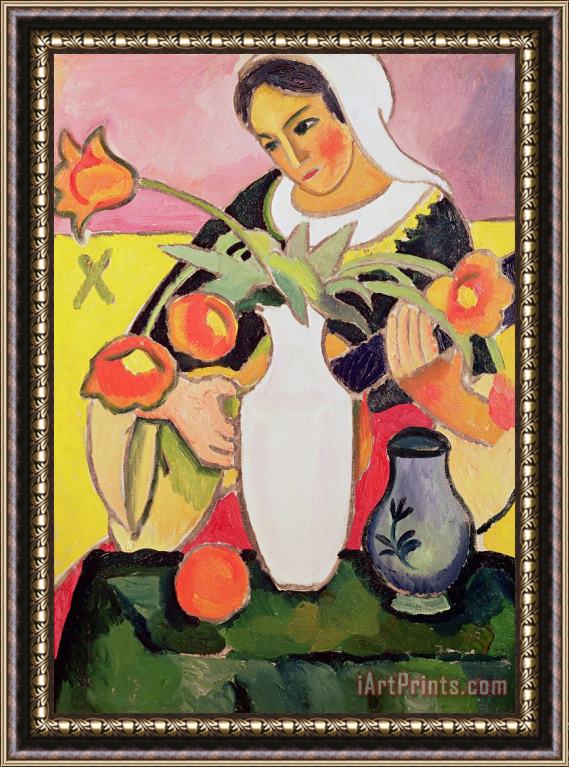 August Macke The Lute Player Framed Painting