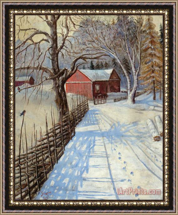 August Wilhelm Nikolaus Hagborg A Path to The Barn Framed Painting