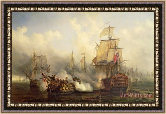 Auguste Etienne Francois Mayer The Redoutable at Trafalgar Framed Painting