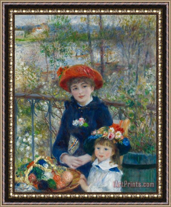 Auguste Renoir Two Sisters On The Terrace Framed Painting