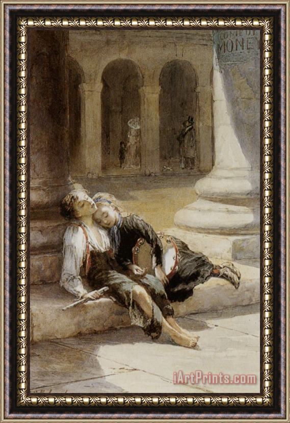 Augustus Edwin Mulready Tired Minstrels Framed Painting
