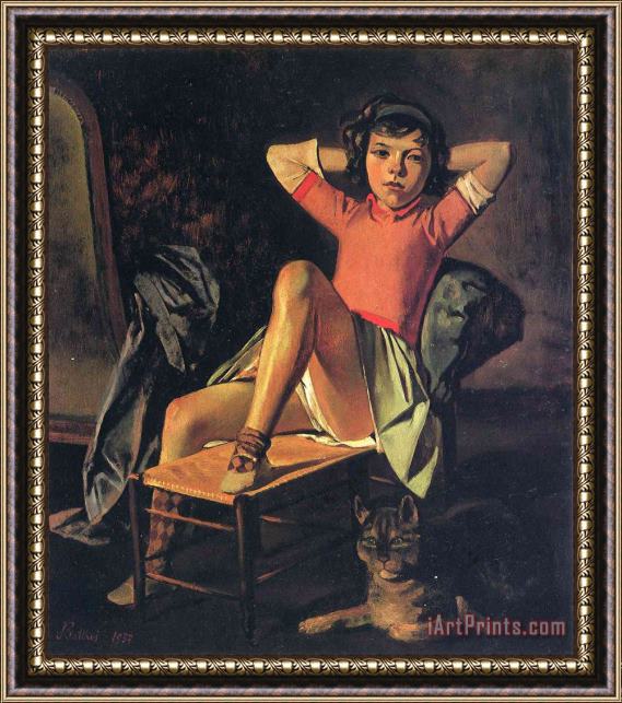 Balthasar Klossowski De Rola Balthus Girl And Cat 1937 Framed Print