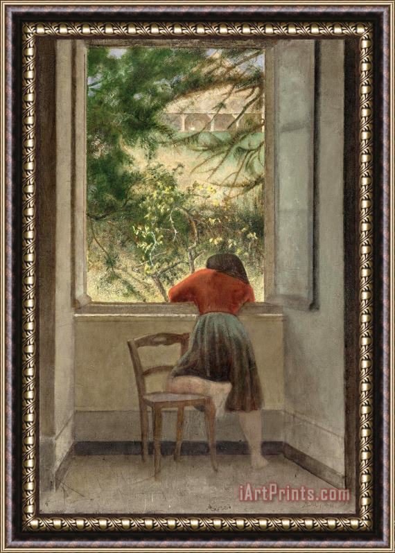 Balthasar Klossowski De Rola Balthus Girl at a Window Framed Painting