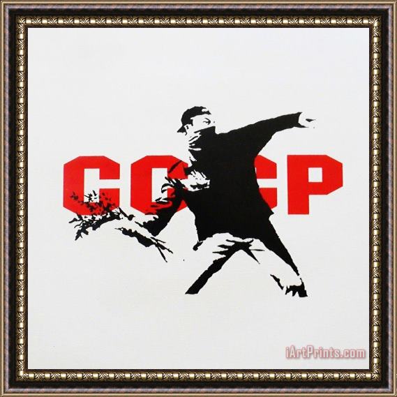 Banksy Cccp Love Is in The Air, 2003 Framed Painting
